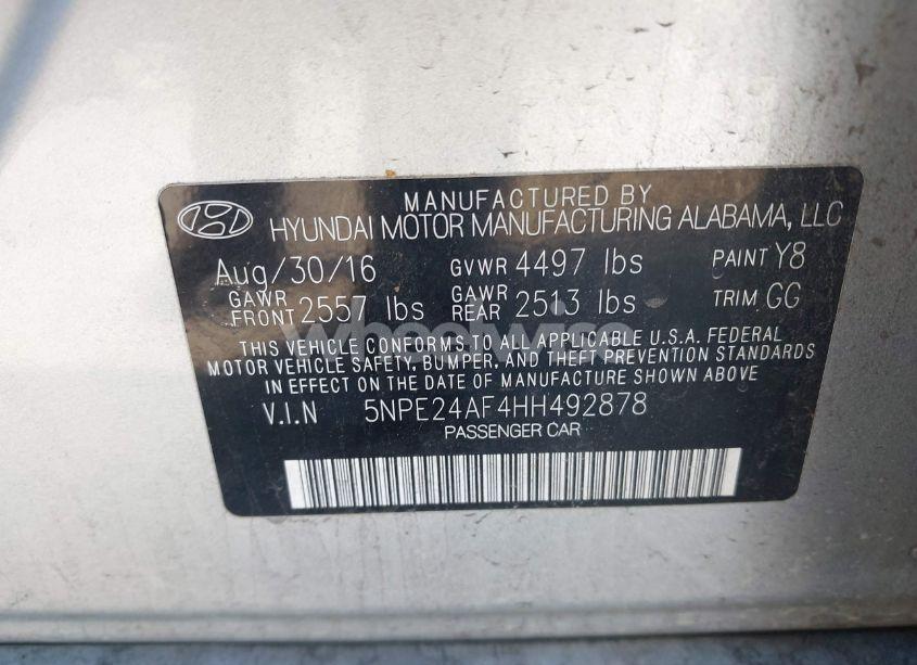 Photo 9 of 2017 Hyundai Sonata (VIN 5NPE24AF4HH492878)