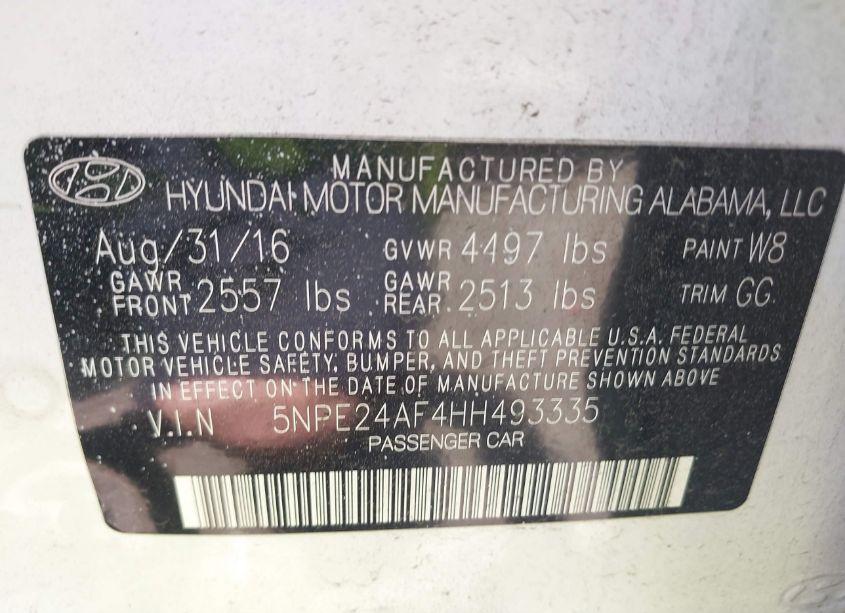 Photo 12 of 2017 Hyundai Sonata (VIN 5NPE24AF4HH493335)