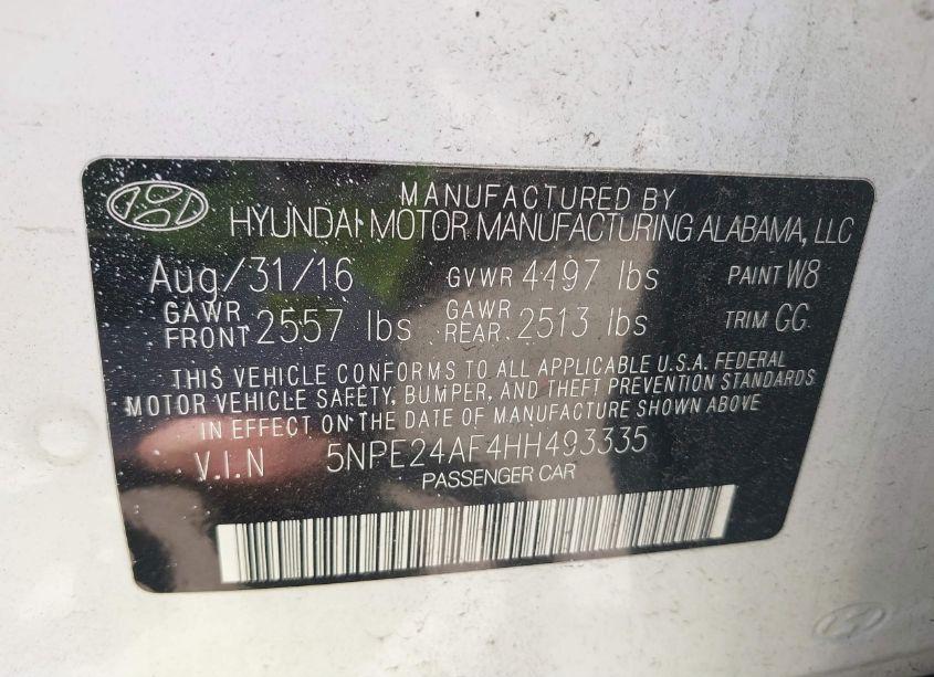 Photo 9 of 2017 Hyundai Sonata (VIN 5NPE24AF4HH493335)