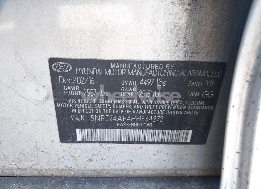 Photo 9 of 2017 Hyundai Sonata (VIN 5NPE24AF4HH534272)