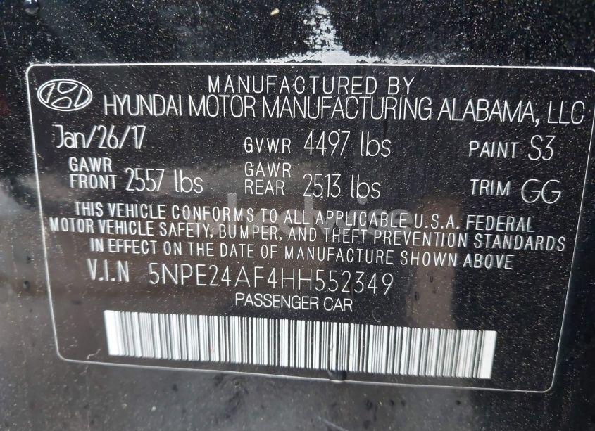 Photo 9 of 2017 Hyundai Sonata SE (VIN 5NPE24AF4HH552349)