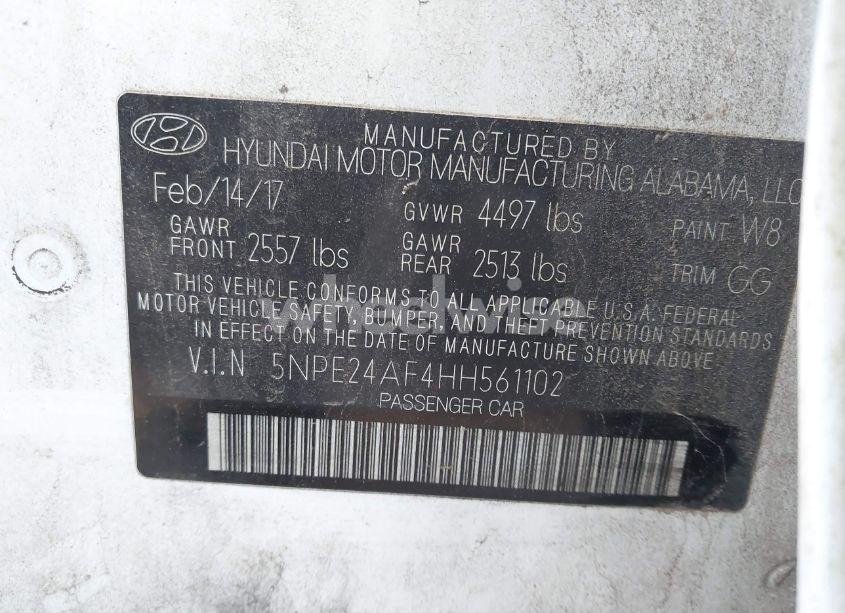 Photo 9 of 2017 Hyundai Sonata (VIN 5NPE24AF4HH561102)