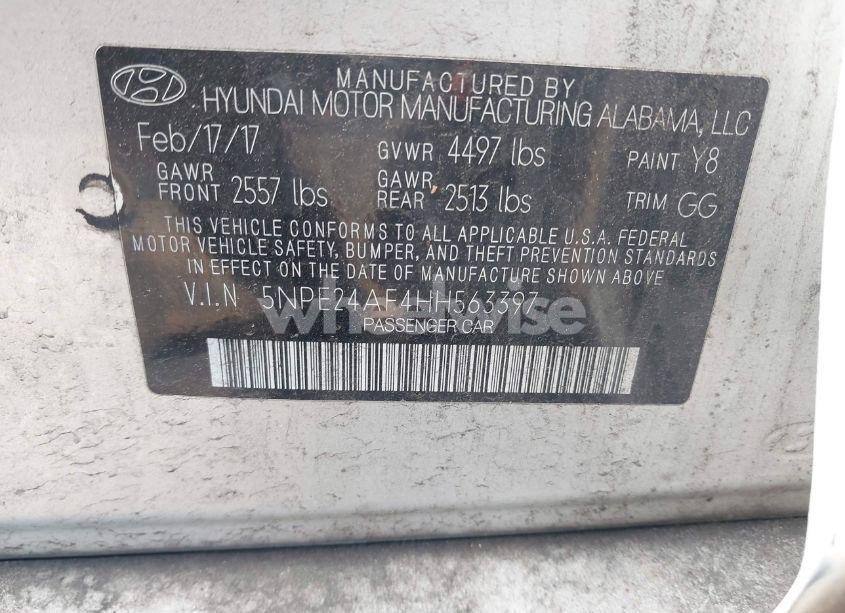Photo 9 of 2017 Hyundai Sonata (VIN 5NPE24AF4HH563397)