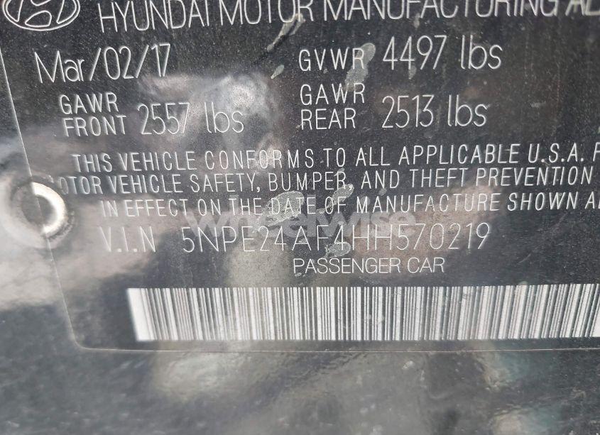 Photo 9 of 2017 Hyundai Sonata (VIN 5NPE24AF4HH570219)