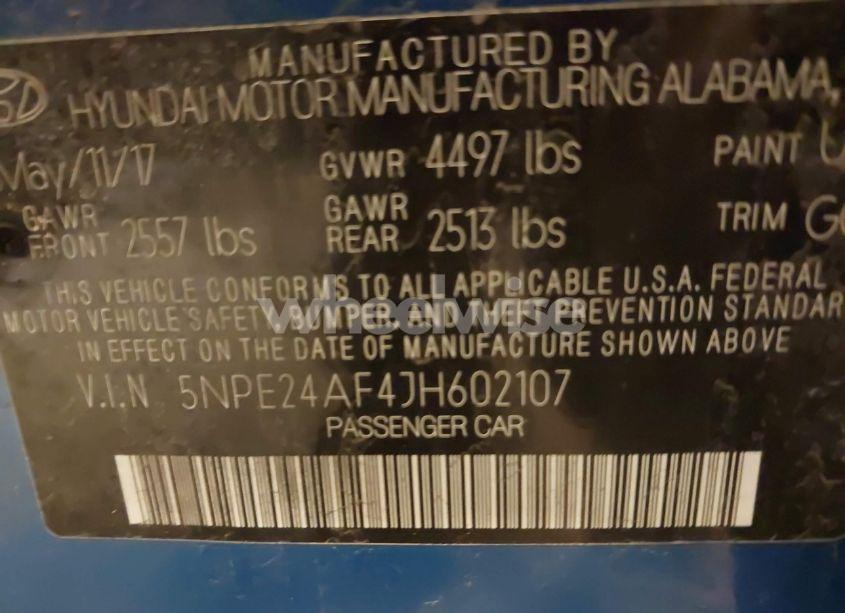 Photo 9 of 2018 Hyundai Sonata SE (VIN 5NPE24AF4JH602107)