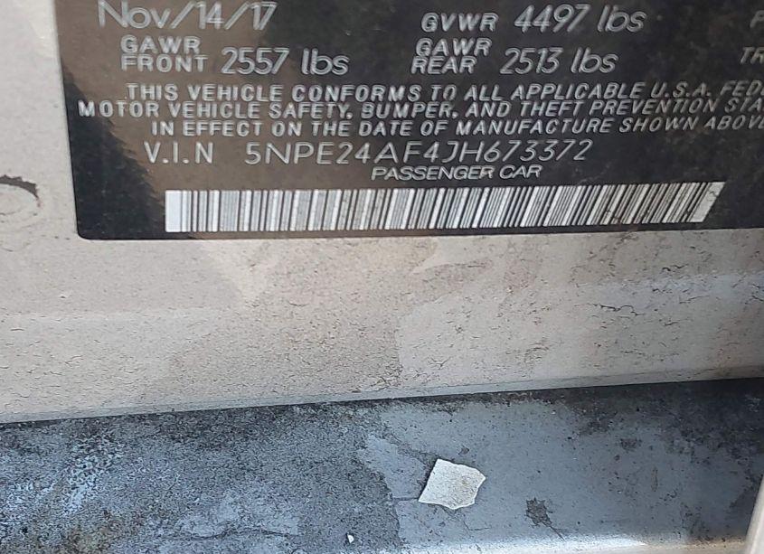 Photo 9 of 2018 Hyundai Sonata SE (VIN 5NPE24AF4JH673372)