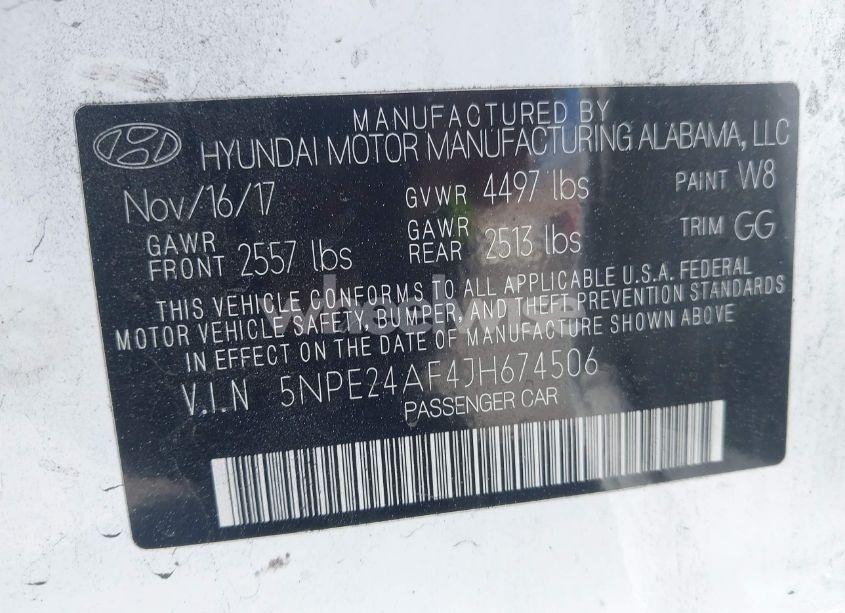 Photo 9 of 2018 Hyundai Sonata SE (VIN 5NPE24AF4JH674506)
