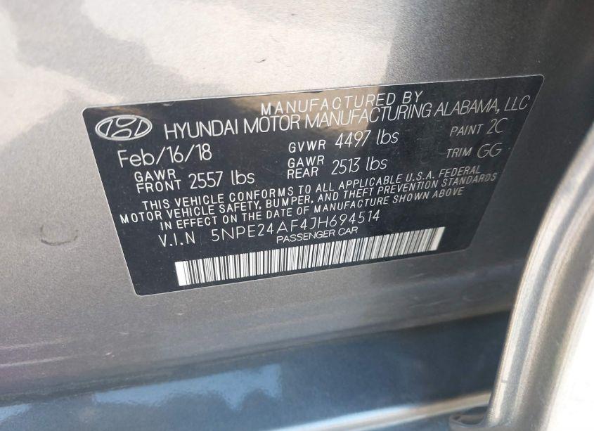Photo 9 of 2018 Hyundai Sonata SE (VIN 5NPE24AF4JH694514)