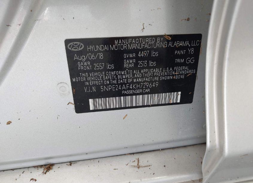 Photo 9 of 2019 Hyundai Sonata SE (VIN 5NPE24AF4KH729649)