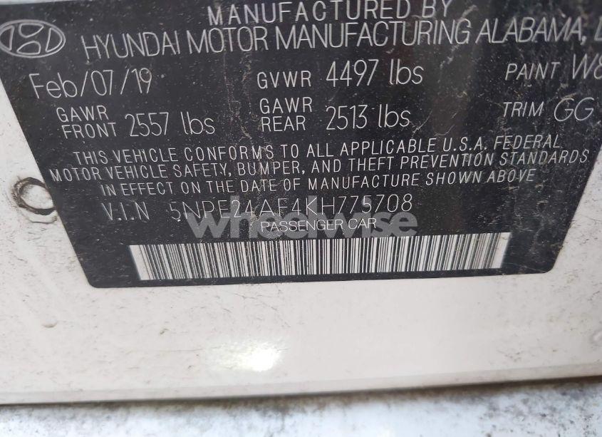 Photo 9 of 2019 Hyundai Sonata SE (VIN 5NPE24AF4KH775708)