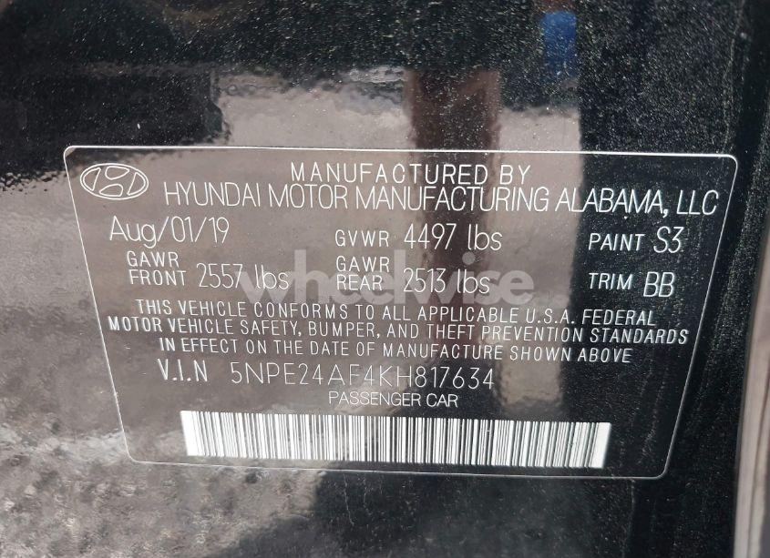 Photo 9 of 2019 Hyundai Sonata SE (VIN 5NPE24AF4KH817634)