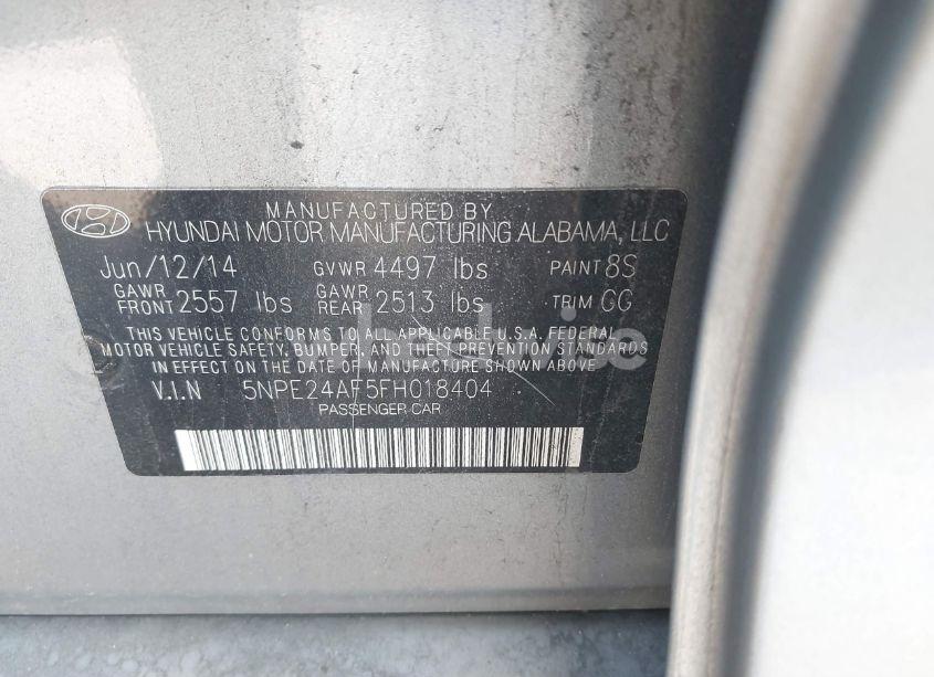 Photo 9 of 2015 Hyundai Sonata SE (VIN 5NPE24AF5FH018404)