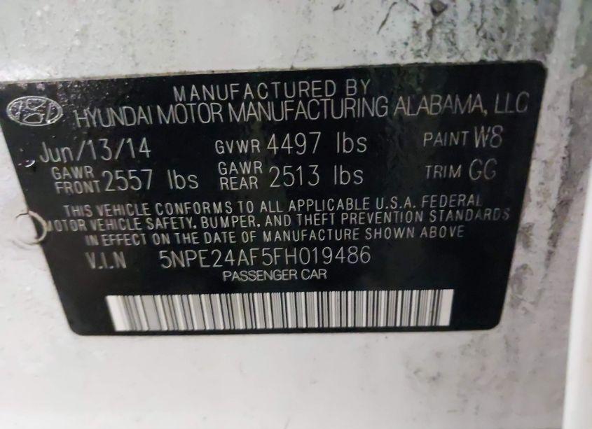 Photo 9 of 2015 Hyundai Sonata SE (VIN 5NPE24AF5FH019486)