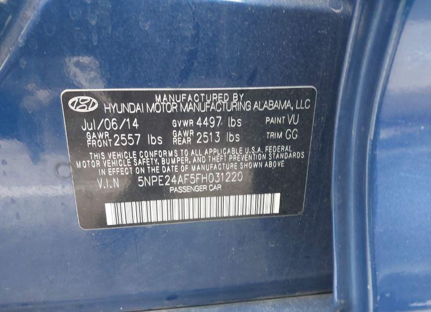 Photo 9 of 2015 Hyundai Sonata SE (VIN 5NPE24AF5FH031220)