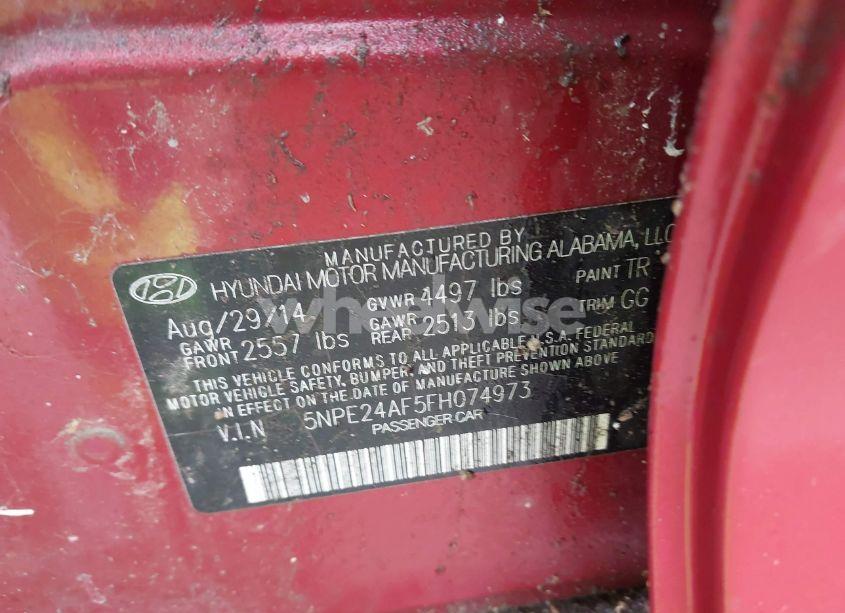 Photo 9 of 2015 Hyundai Sonata SE (VIN 5NPE24AF5FH074973)