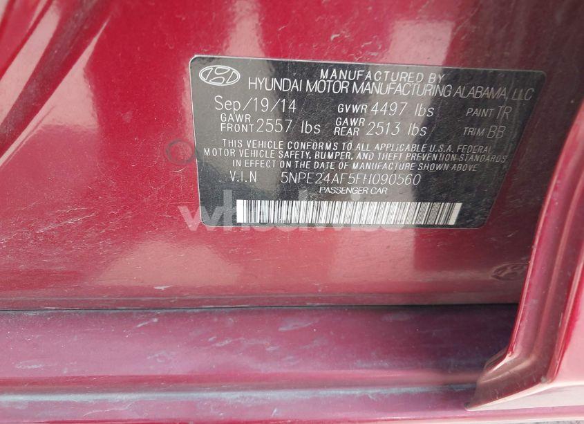 Photo 9 of 2015 Hyundai Sonata SE (VIN 5NPE24AF5FH090560)