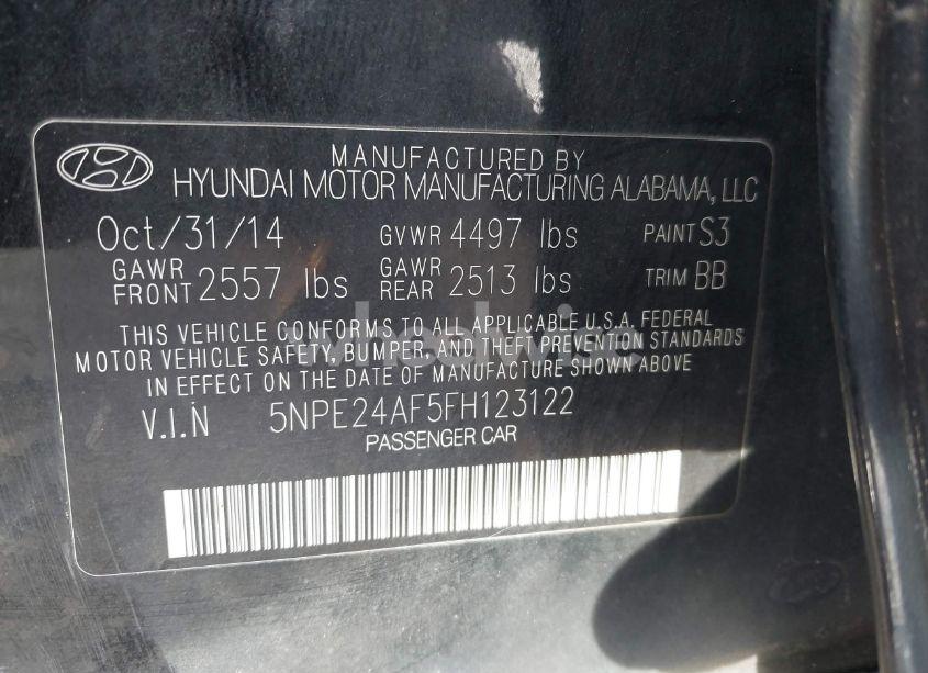 Photo 9 of 2015 Hyundai Sonata SE (VIN 5NPE24AF5FH123122)