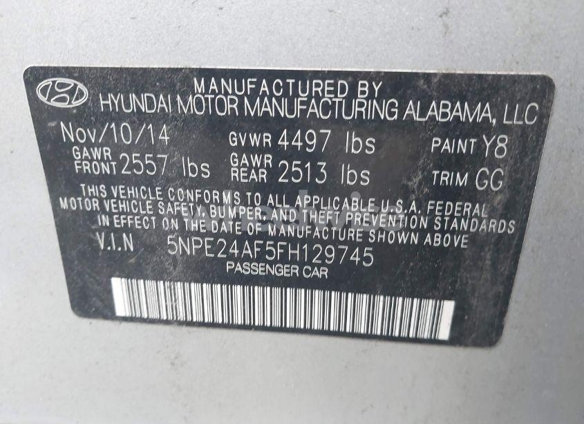 Photo 9 of 2015 Hyundai Sonata SE (VIN 5NPE24AF5FH129745)