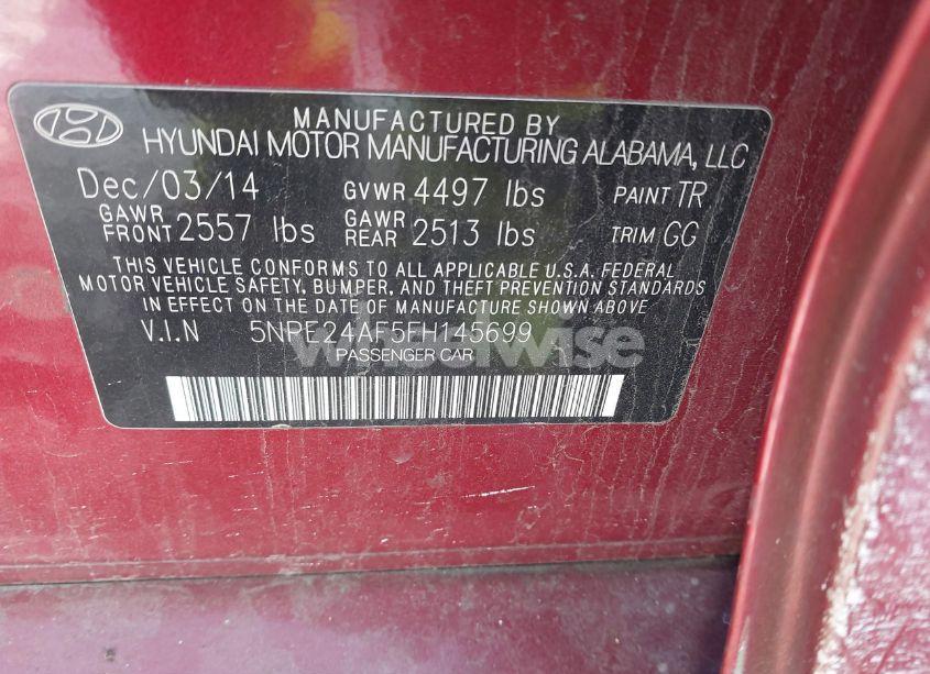 Photo 9 of 2015 Hyundai Sonata SE (VIN 5NPE24AF5FH145699)