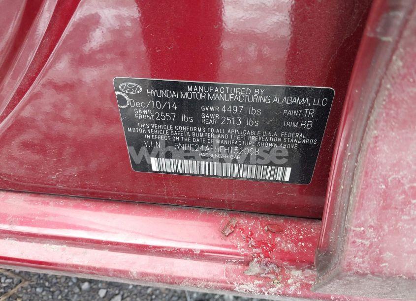 Photo 9 of 2015 Hyundai Sonata SE (VIN 5NPE24AF5FH152068)