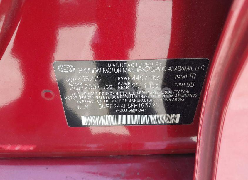 Photo 9 of 2015 Hyundai Sonata SE (VIN 5NPE24AF5FH163720)