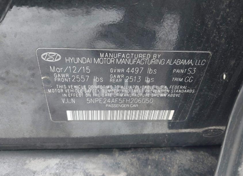 Photo 9 of 2015 Hyundai Sonata SE (VIN 5NPE24AF5FH206050)