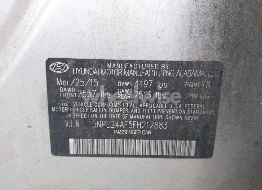 Photo 9 of 2015 Hyundai Sonata SE (VIN 5NPE24AF5FH212883)