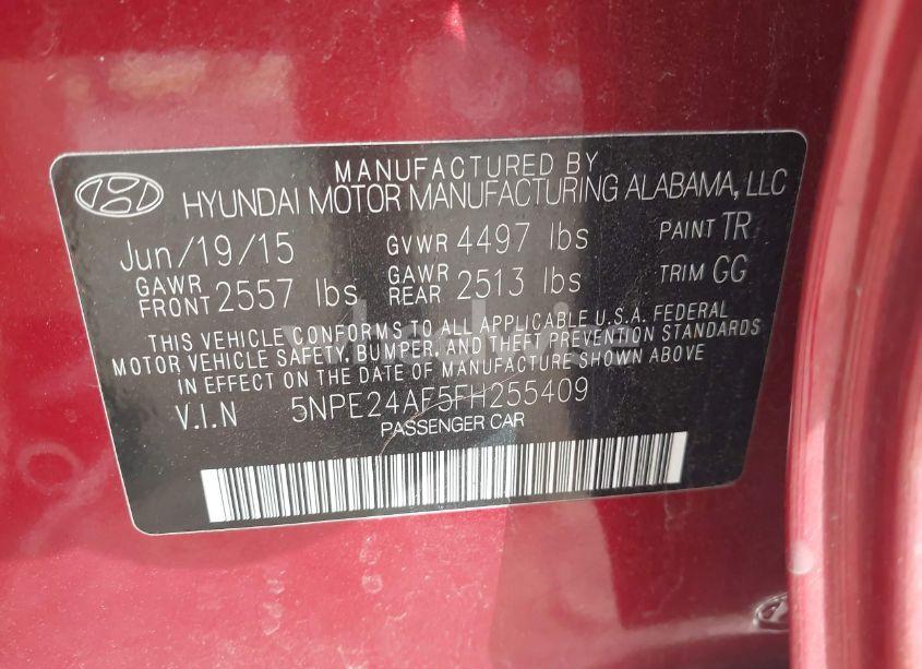 Photo 9 of 2015 Hyundai Sonata SE (VIN 5NPE24AF5FH255409)