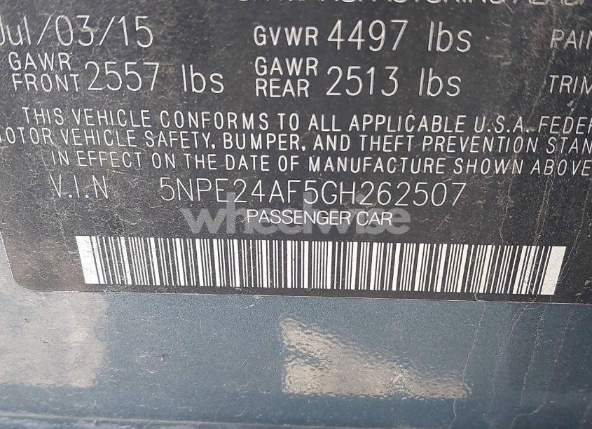 Photo 9 of 2016 Hyundai Sonata SE (VIN 5NPE24AF5GH262507)