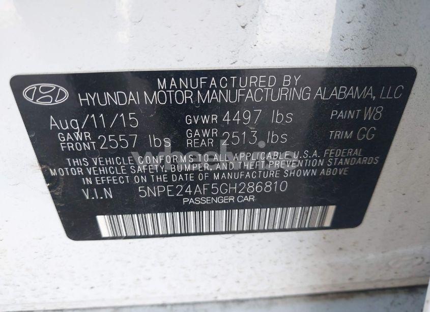 Photo 9 of 2016 Hyundai Sonata SE (VIN 5NPE24AF5GH286810)