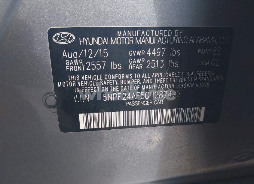 Photo 9 of 2016 Hyundai Sonata SE (VIN 5NPE24AF5GH287472)