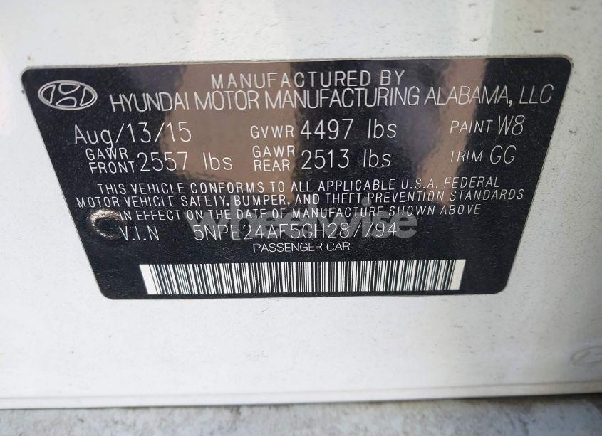 Photo 9 of 2016 Hyundai Sonata SE (VIN 5NPE24AF5GH287794)