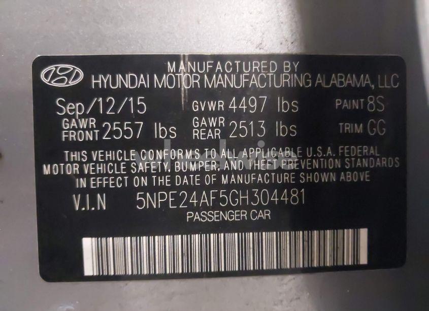 Photo 9 of 2016 Hyundai Sonata SE (VIN 5NPE24AF5GH304481)