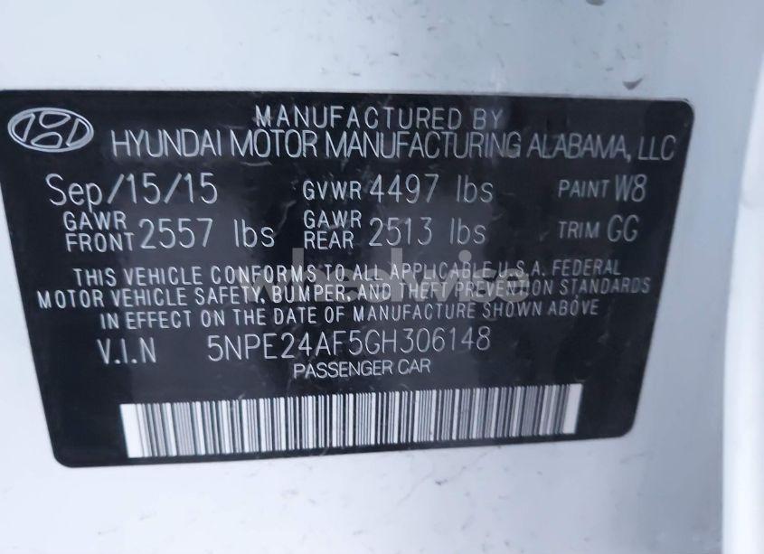 Photo 9 of 2016 Hyundai Sonata SE (VIN 5NPE24AF5GH306148)