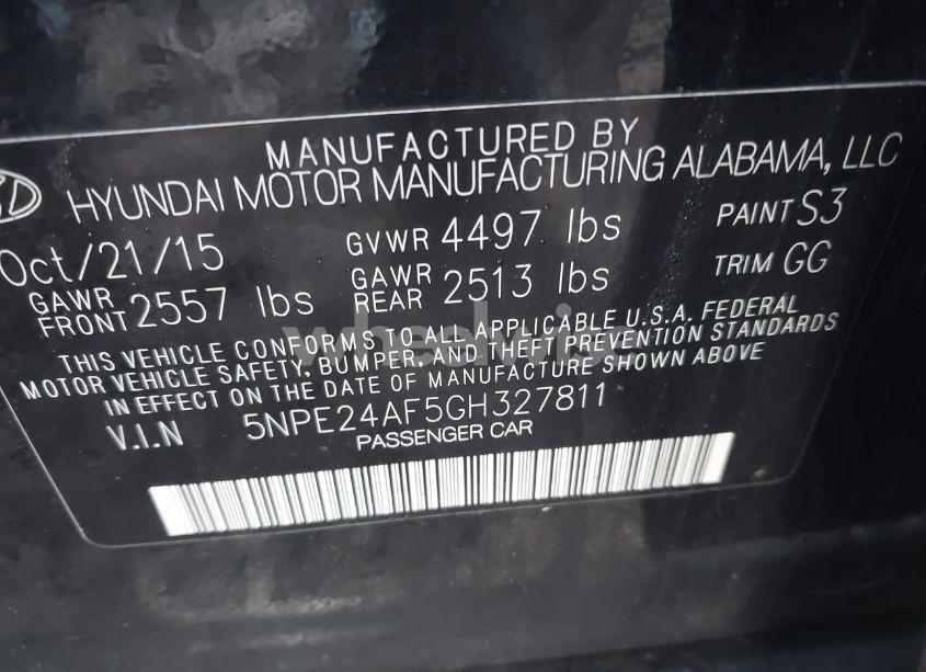 Photo 9 of 2016 Hyundai Sonata SE (VIN 5NPE24AF5GH327811)