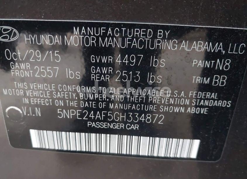 Photo 9 of 2016 Hyundai Sonata SE (VIN 5NPE24AF5GH334872)