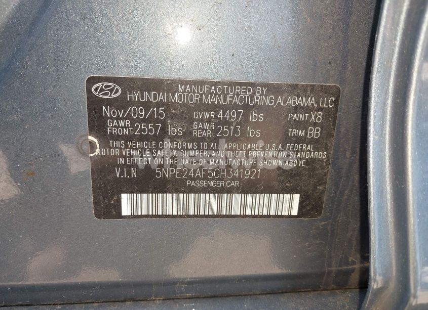 Photo 9 of 2016 Hyundai Sonata SE (VIN 5NPE24AF5GH341921)