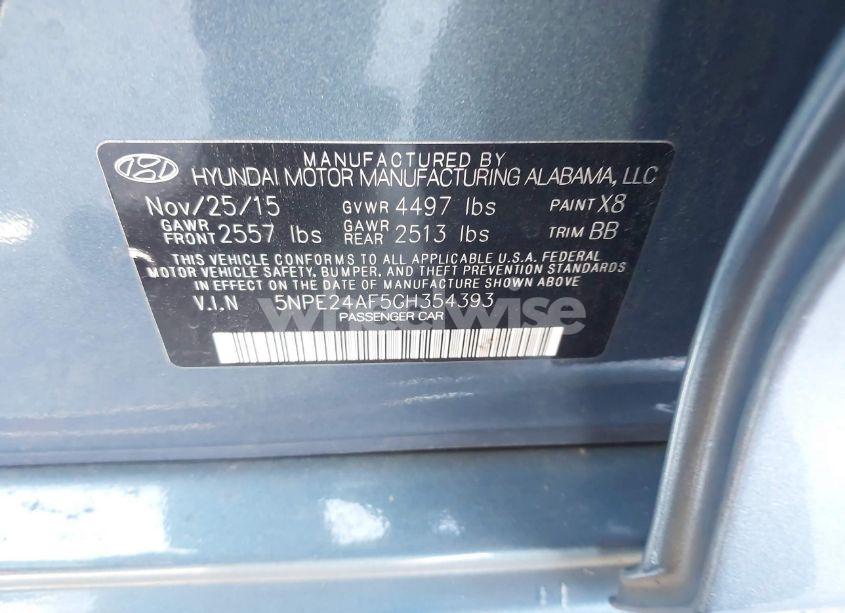 Photo 9 of 2016 Hyundai Sonata SE (VIN 5NPE24AF5GH354393)