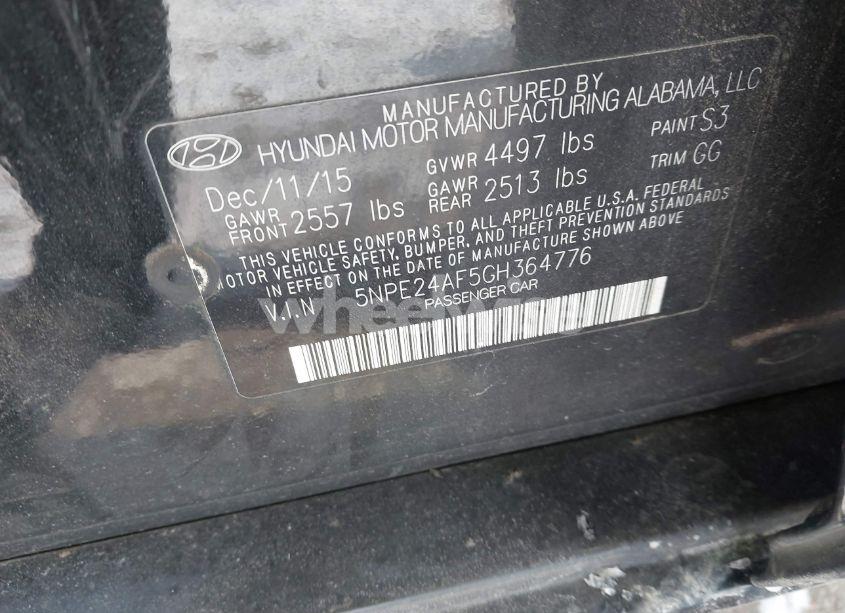 Photo 9 of 2016 Hyundai Sonata SE (VIN 5NPE24AF5GH364776)