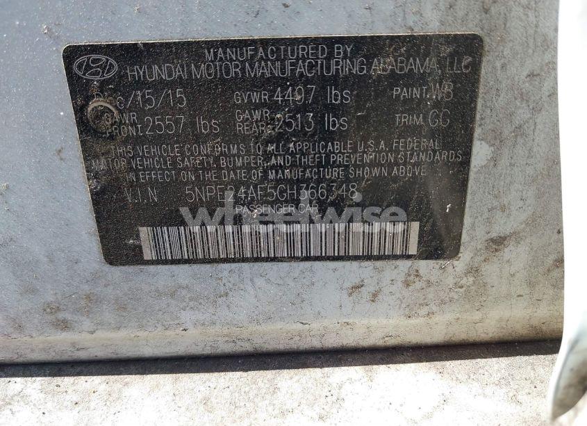 Photo 9 of 2016 Hyundai Sonata SE (VIN 5NPE24AF5GH366348)