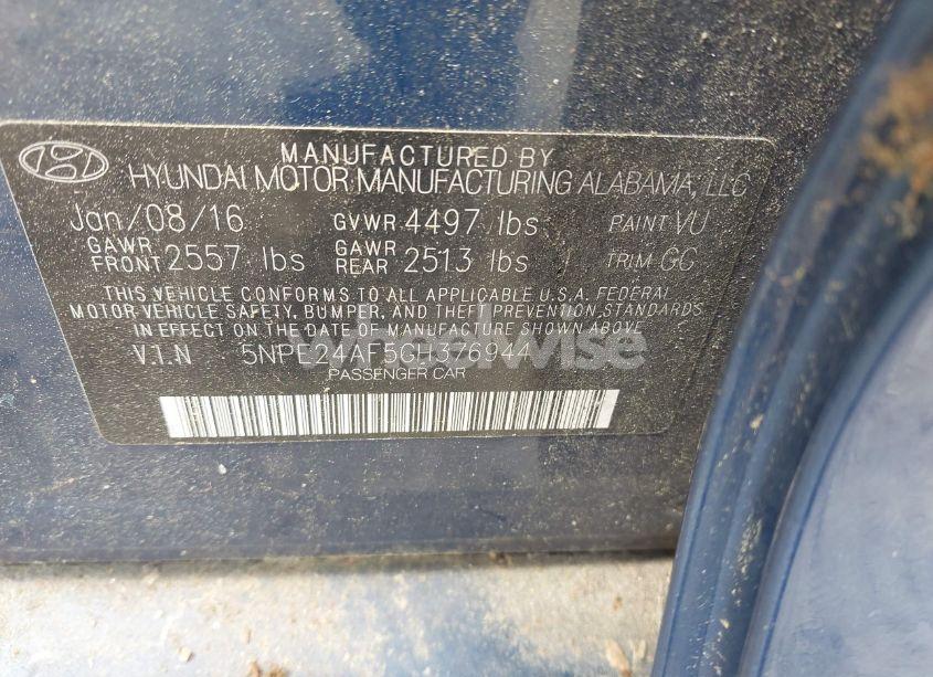 Photo 9 of 2016 Hyundai Sonata SE (VIN 5NPE24AF5GH376944)