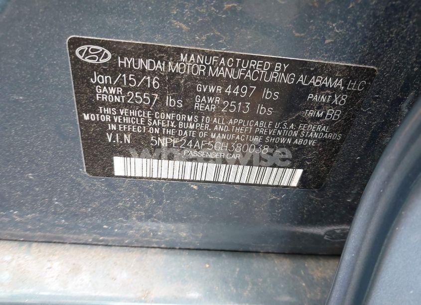 Photo 9 of 2016 Hyundai Sonata SE (VIN 5NPE24AF5GH380038)