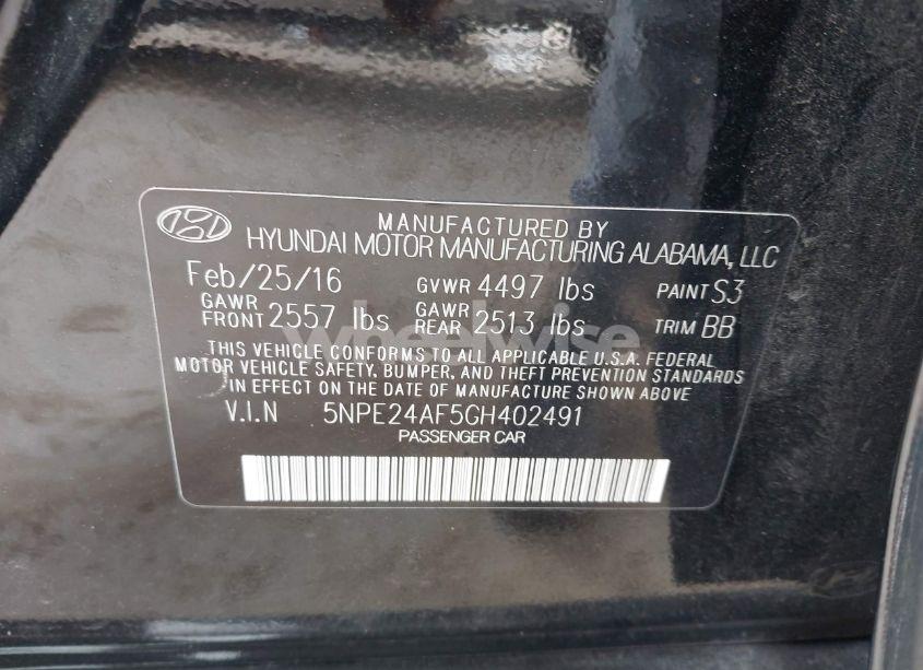 Photo 9 of 2016 Hyundai Sonata SE (VIN 5NPE24AF5GH402491)