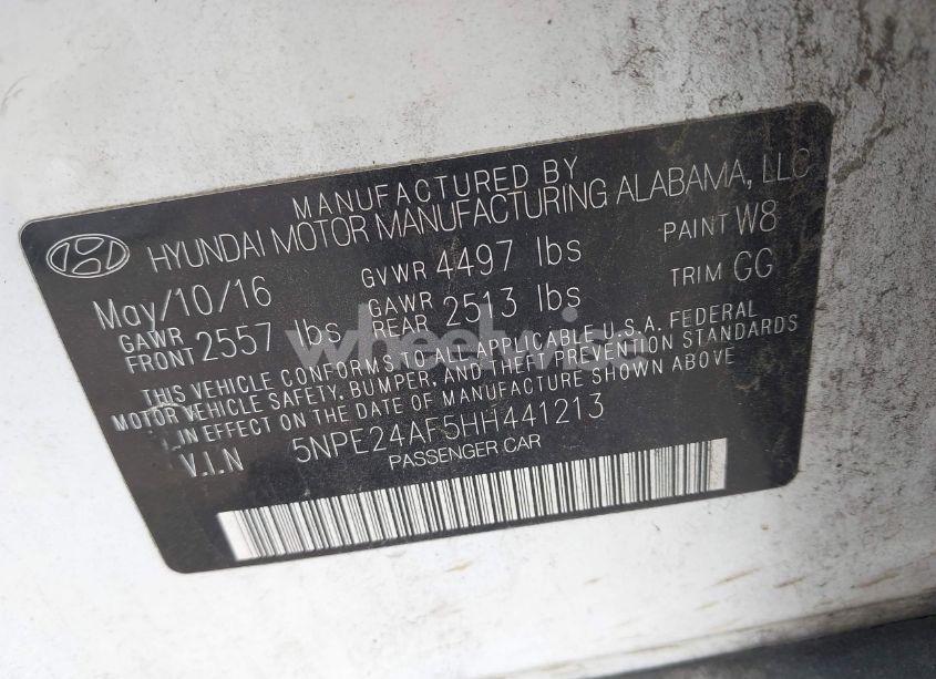 Photo 9 of 2017 Hyundai Sonata (VIN 5NPE24AF5HH441213)