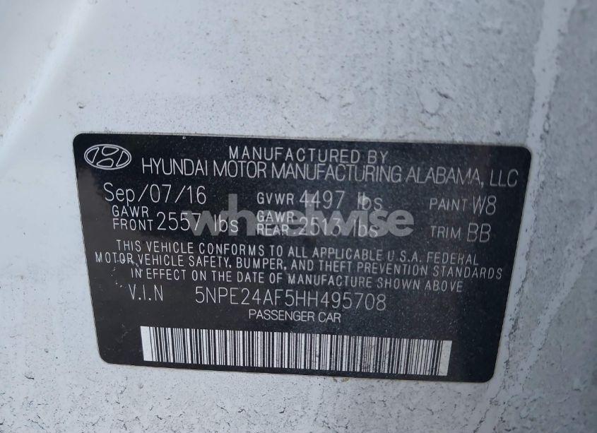 Photo 9 of 2017 Hyundai Sonata SE (VIN 5NPE24AF5HH495708)