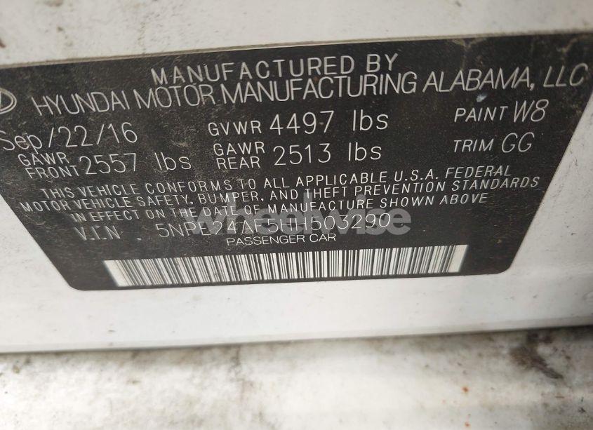 Photo 9 of 2017 Hyundai Sonata (VIN 5NPE24AF5HH503290)