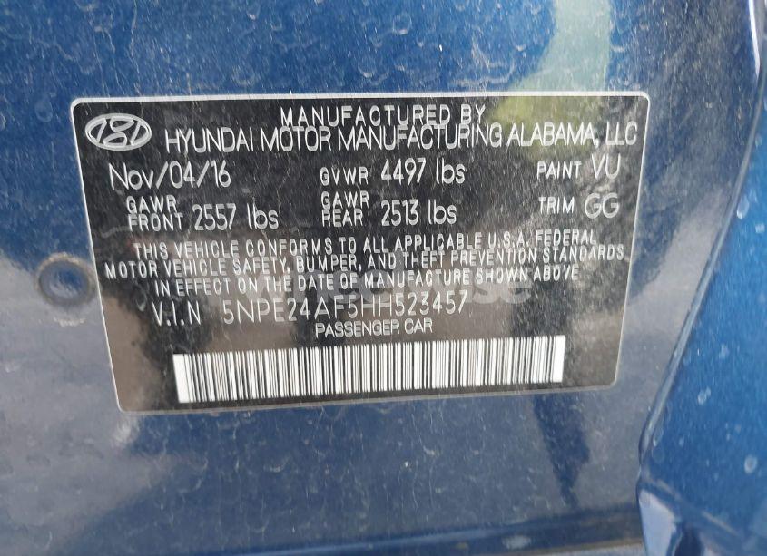 Photo 9 of 2017 Hyundai Sonata SE (VIN 5NPE24AF5HH523457)