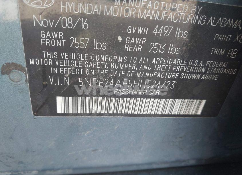 Photo 9 of 2017 Hyundai Sonata SE (VIN 5NPE24AF5HH524723)