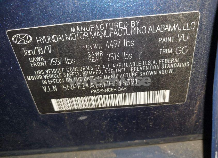 Photo 9 of 2017 Hyundai Sonata (VIN 5NPE24AF5HH548391)