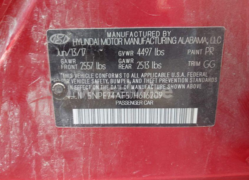 Photo 9 of 2018 Hyundai Sonata SE (VIN 5NPE24AF5JH616209)